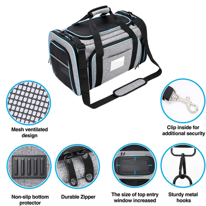 Airline Compliant Pet Carrier, TSA Approved, 4 Sides Expandable Carrier with Removable Fleece Pad and Pockets for Cats and Dogs Up to 20 lbs-airline approved pet carrier-Pets Are Framily