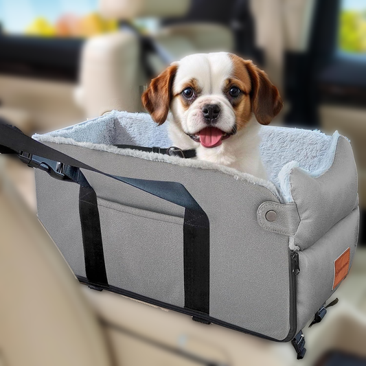 Small Dog Car Seat - Center Console Dog Seat, Dog Booster Seat with Safety Tethers and Pad for Small Pets up to 15 lbs
