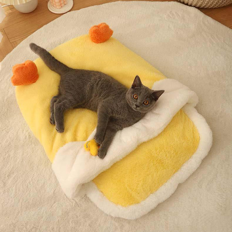 Adorable Yellow Duck Pet Sleeping Bag Cat Mat-Cat Beds-Pets Are Framily