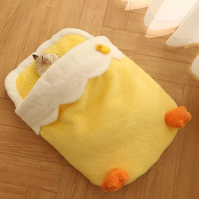 Adorable Yellow Duck Pet Sleeping Bag Cat Mat-Cat Beds-Pets Are Framily