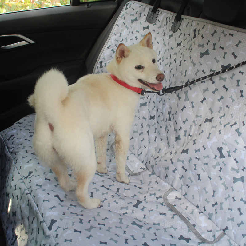 Back Seat Cover For Dogs - Cute Seat Protector, Bone Pattern, Oxford Fabric-Dog Car Seat-Pets Are Framily
