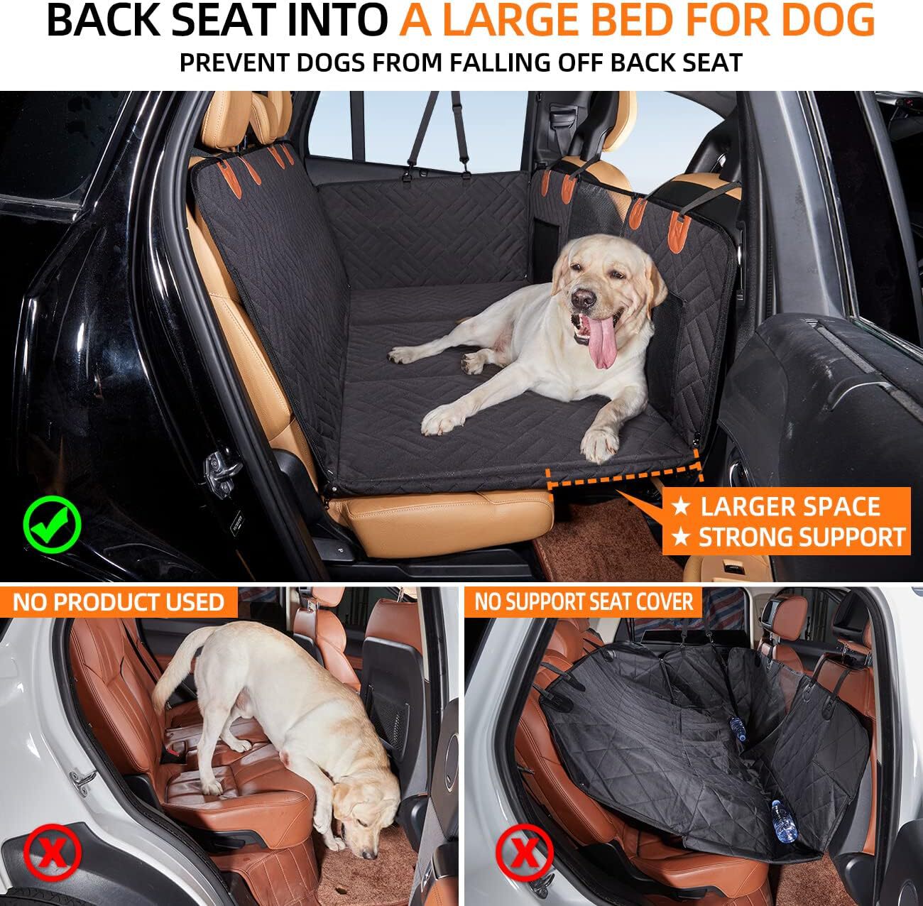Back Seat Extender for Dogs, Hard Bottom Dog Car Seat Cover for Back Seat Bed for Car Camping Mattress for Car SUV Truck-Dog Beds-Pets Are Framily