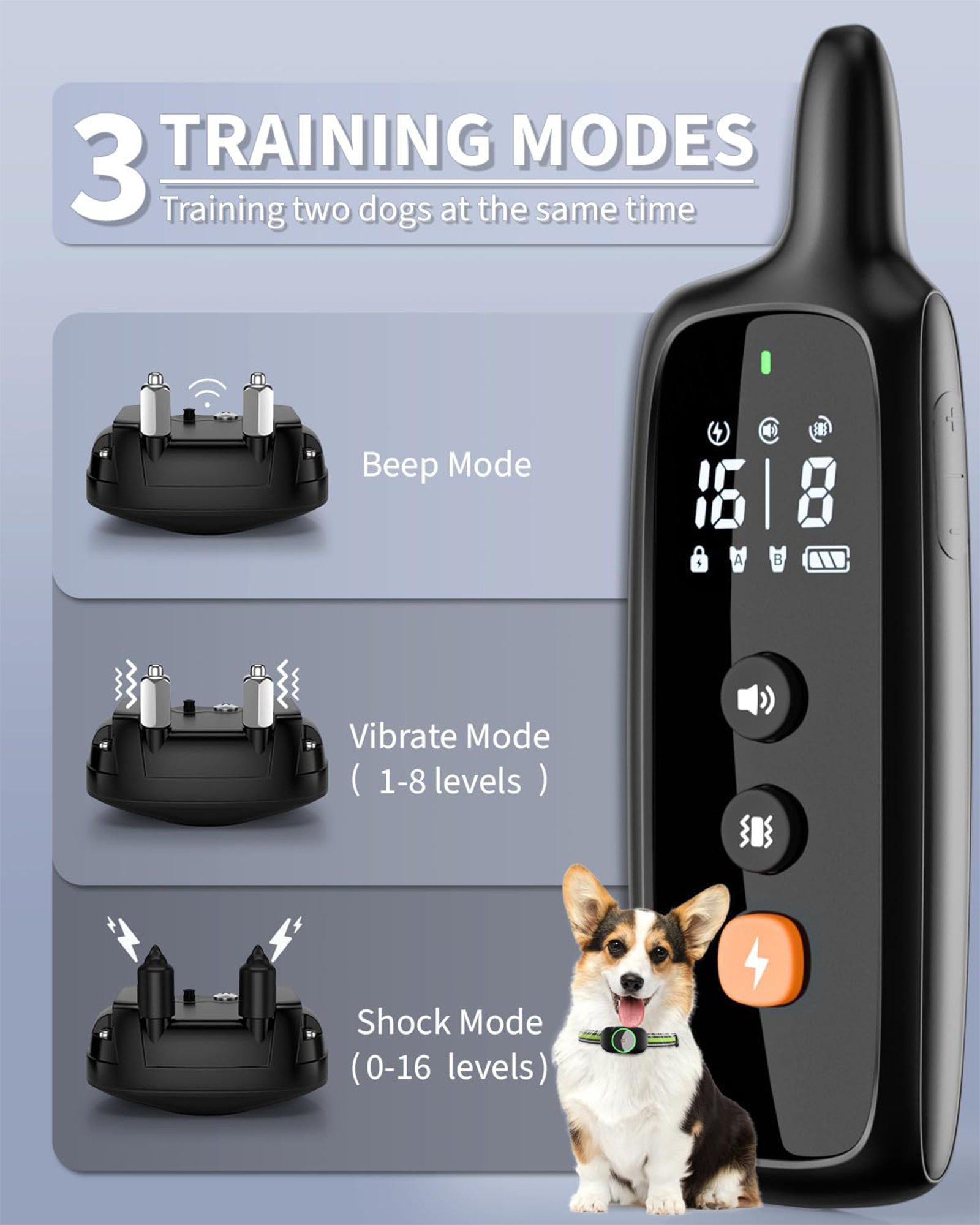 Dog Shock Collar for 2 Dogs, Dog Training Collar with Remote for Large Medium Small Dogs, Rechargeable E-Collar Waterproof Collars with 3 Training Modes, Range up to 3300 Ft-Dog Training-Pets Are Framily