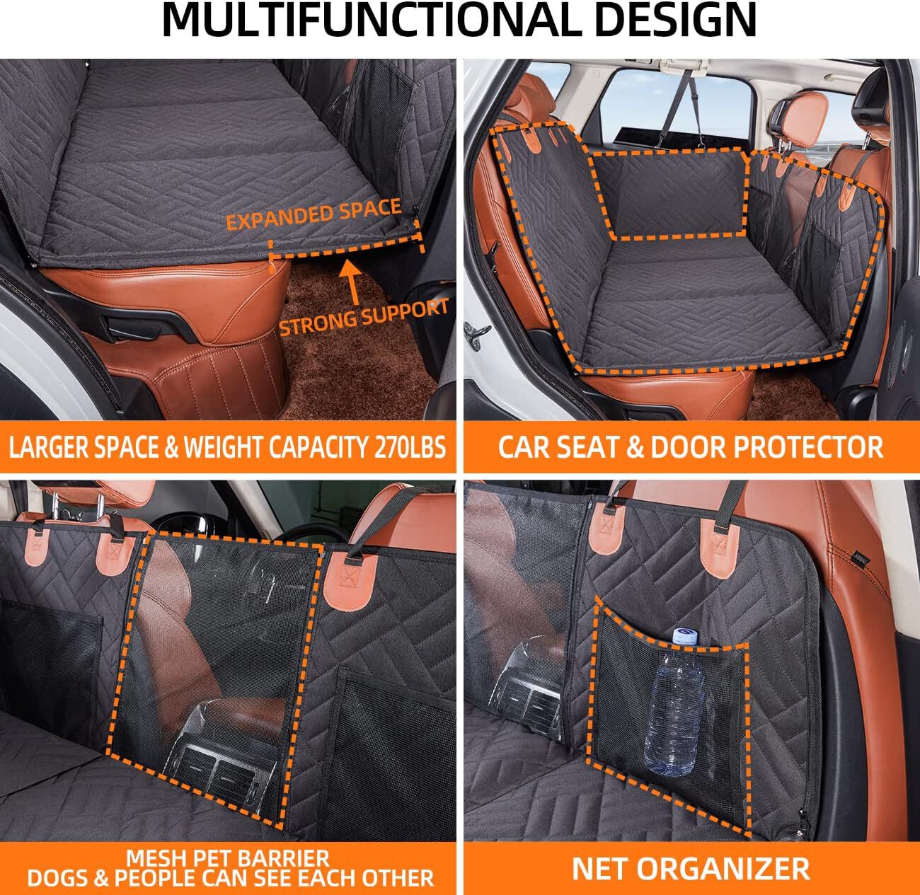 Hard Bottom Dog Car Seat Cover for Trucks, SUVS - Back Seat Extender for Large Dogs, Dog Hammock-Dog Beds-Pets Are Framily