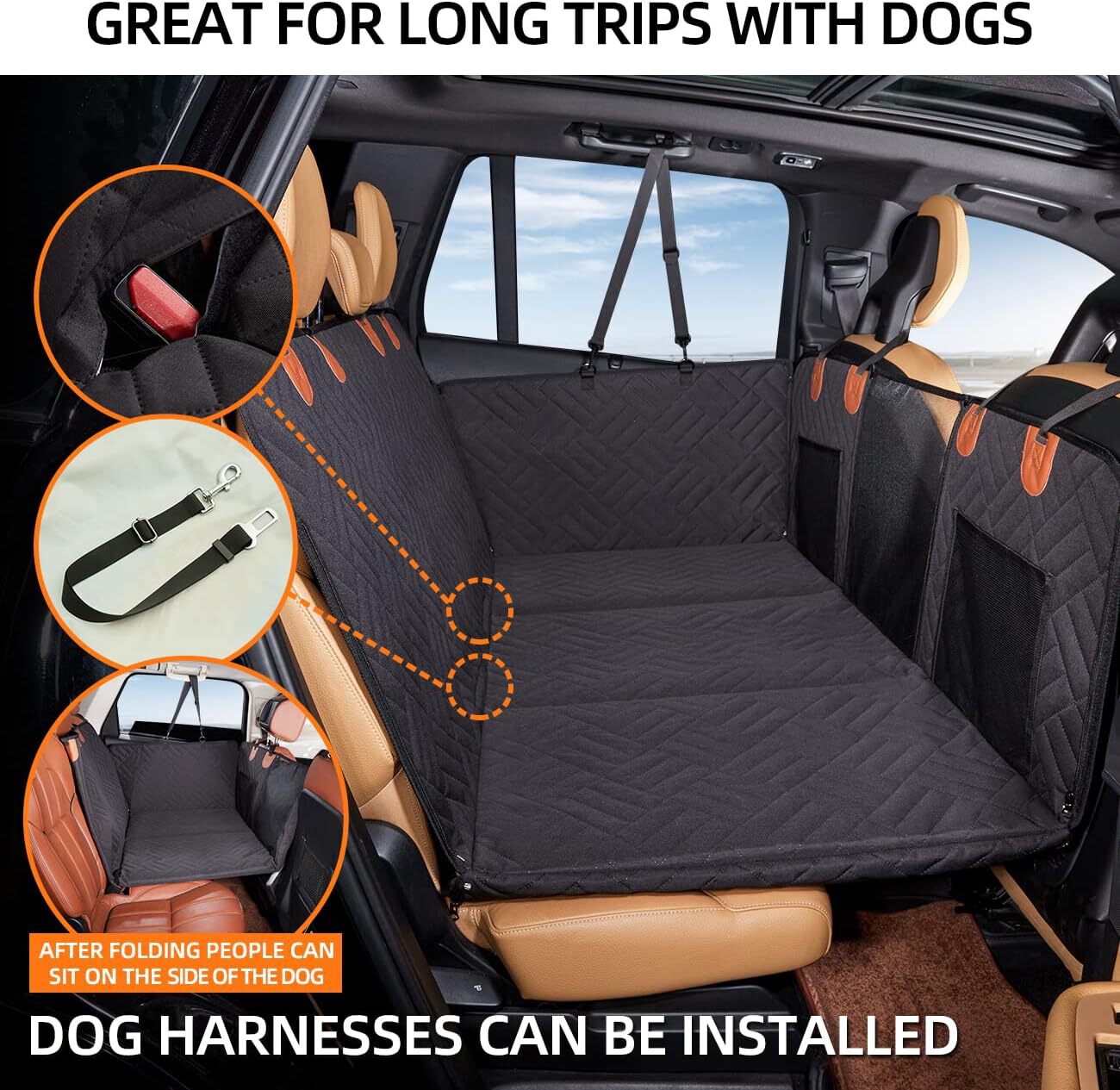 Hard Bottom Dog Car Seat Cover for Trucks, SUVS - Back Seat Extender for Large Dogs, Dog Hammock-Dog Beds-Pets Are Framily
