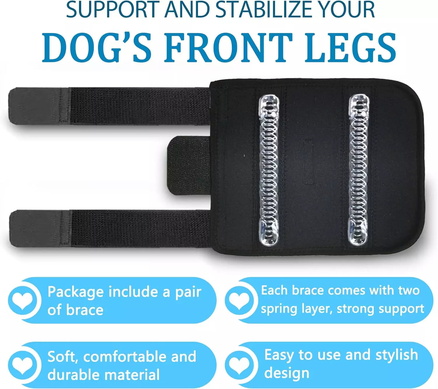 Dog Front Leg Brace, Pair of Dog Leg Brace with Metal Strips, Canine Front Leg H