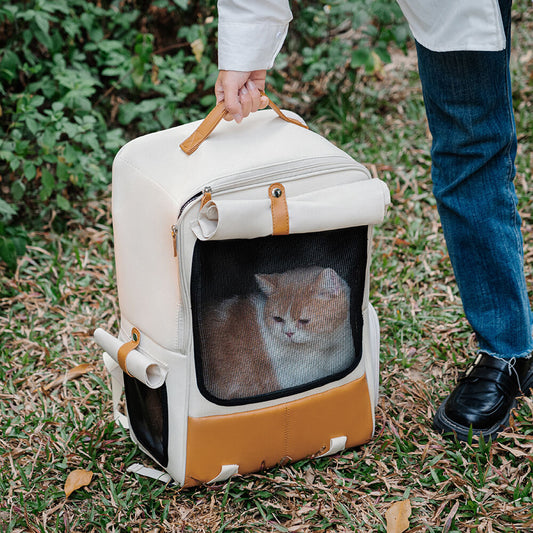 Square Breathable Foldable Portable Pet Carrier Cat Backpack-Pet Carriers & Crates-Pets Are Framily