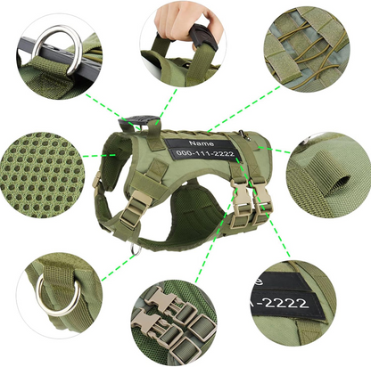 Tactical Dog Harness with 6 Metal Buckles for Large or Medium Dogs, Dog MOLLE Vest with Handle for Walking Training Hiking-dog leash-Pets Are Framily