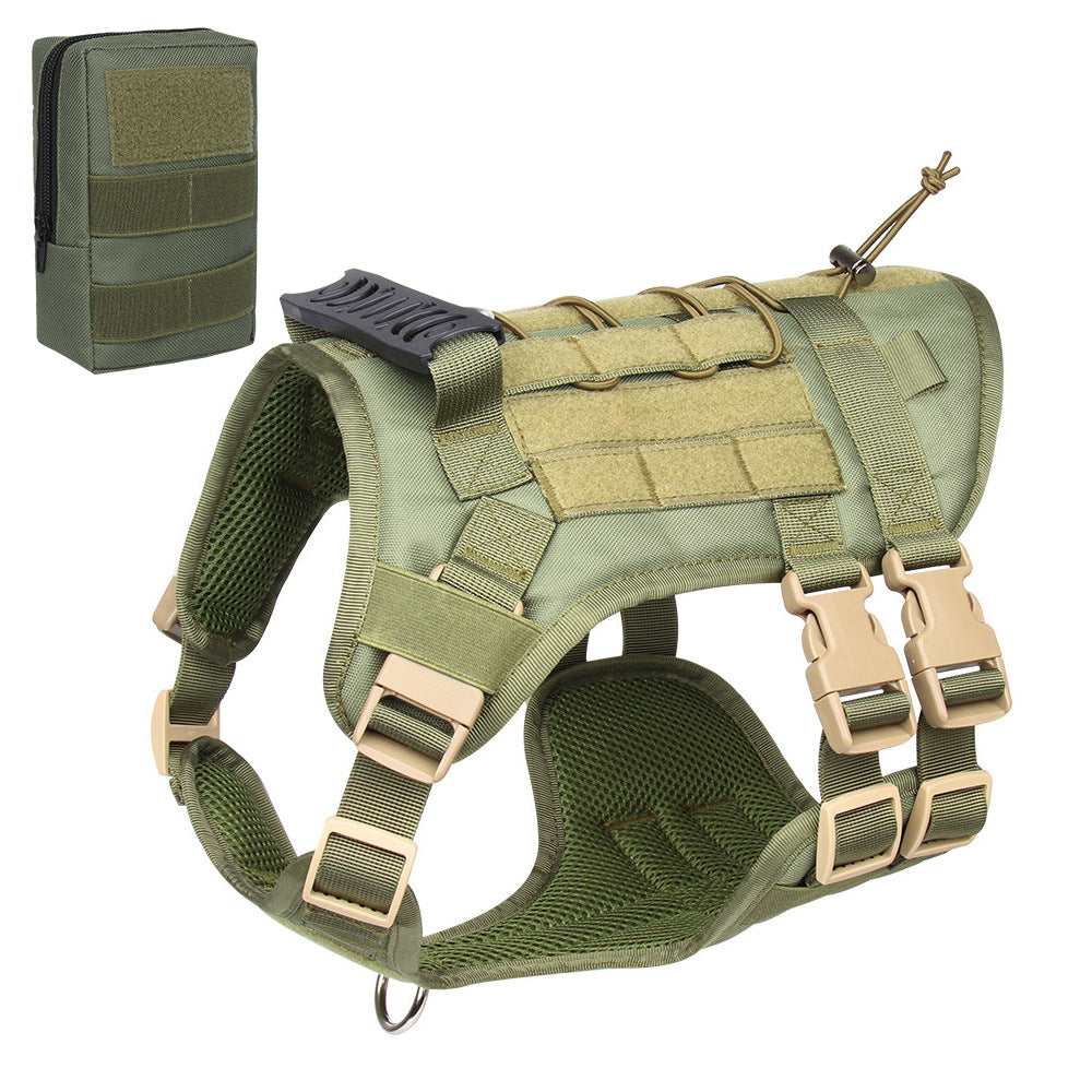 Tactical Dog Harness with 6 Metal Buckles for Large or Medium Dogs, Dog MOLLE Vest with Handle for Walking Training Hiking-dog leash-Pets Are Framily